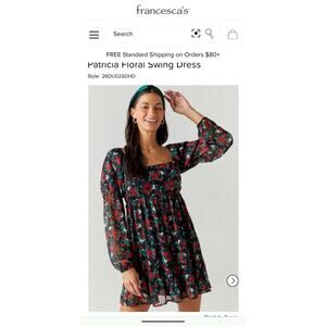 Francesca's Mi Ami Patricia floral swing black rose mini dress medium
